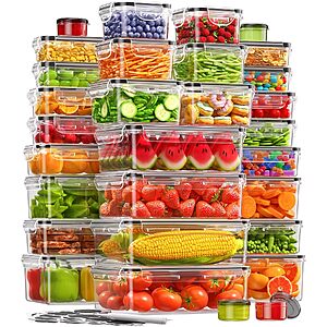 [Lightning Deal ] 60 PCS Food Storage Containers with Lids, Plastic Food Containers $29.65