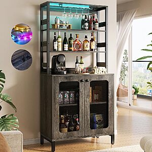 Aheaplus Bar Cabinet with Power Outlets,67" Tall Wine Bar Cabinet $139.99
