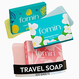300-Count FOMIN Paper Soap Sheets for Hand Washing (Rose, Jasmine & Lemon) $4.99 w/ S&S + Free Shipping w/ Prime or on $35+