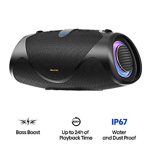 Hisense - Bluetooth Speaker WeBoom, Up to 24-Hour Playtime, Convenient Carry Strap, IP67, Auracast – - Black $149.99 Bestbuy.com