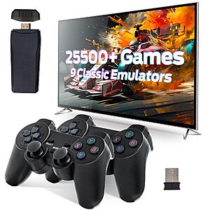Retro Game Console, Plug & Play for TV with 25500+ Built-in Games, and 2.4GHz Wireless $28.99