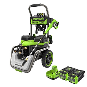 Extreme YMMV! Greenworks Hybrid 60V 3000 MAX PSI at 2.0 GPM MAX Electric Pressure Washer + (2) 5.0Ah Batteries & Dual-Port Charger 5128202 $100