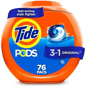 [SnS, AC] $42.88 | 4 × 76-Count Tide PODS Laundry Detergent Pacs (Original) ($10.72 each) at Amazon