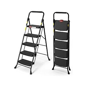 $59.99: HBTower Step Ladder, 5 Step Ladder with Wide Anti-Slip Pedal | 225lbs Capacity at Woot!
