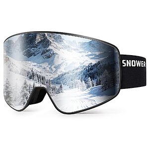 SNOWER OTG Magnetic Interchangeable Lens Ski Goggles (Black/Silver) $16.99 + Free Shipping w/ Prime or on $35+