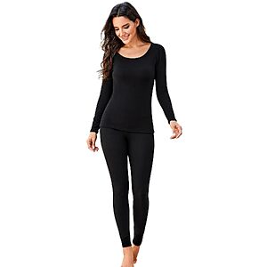 2-Piece Deangelmon Women's Fleece Lined Thermal Underwear Long Johns Base Layer Set (Various Colors) $9.99 + Free Shipping w/ Prime or on $35+