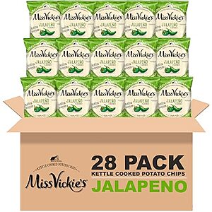 [SnS, AC] $11.88 | 28-Pack 1.375-Oz Miss Vickie's Kettle Cooked Potato Chips (Jalapeno) at Amazon (42.4￠ each)