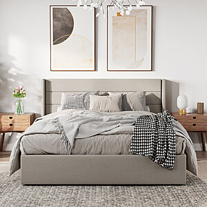 Latitude Run Braya Queen Hydraulic Lift-Up Storage Upholstered Platform Bed (Greige Linen) $232.99 + Free Shipping