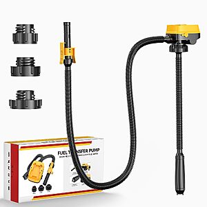 DIYtoolifz Cordless Fuel Transfer Pump with Auto-Stop (DeWalt 20V & Milwaukee 18V Comp.) - $37.99 AC