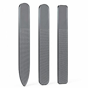 Derlaier Nano Glass Nail File 3-Pack, Reusable Washable Nail Buffer | Anti-Split Manicure Pedicure Tool for Fingernails & Toenails, Home Salon Travel, Black