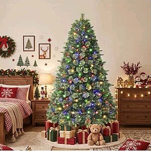 Lolsea 6.5ft Prelit Pine Artificial Christmas Tree