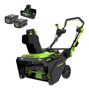 Greenworks 80V 22" Cordless Battery Single-Stage Snow Blower w/ (2)4.0 Ah Battery & Dual-Port Charger $510