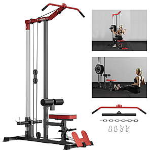 $165.99: Mikolo LAT Pulldown Machine, Multifunction Cable Workout Equipment with Footplate & Plate Storage at Walmart.com