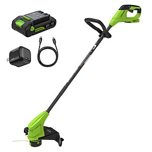 YMMV Greenworks 24V 12 in Cordless String Trimmer, 2.0 Ah Battery and Charger | Brushless Weed Wacker, 4.08lbs Ultra Lightweight, USB-C Charger, $55.45