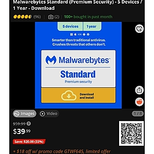 45% Off Malwarebytes 5 devices 1 Year Premium Standard