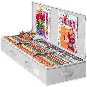 Criusia 40.2" Underbed Gift Wrapping Paper Organizer Storage Bag w/ Removable Dividers (Grey) $13.49 + Free Shipping w/ Prime or on $35+