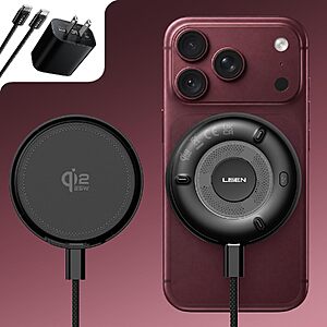 LISEN 25W Qi2.2 MagSafe Wireless Charging Pad for iPhone w/ Cooling Fan & 36W Adapter $23.99 + Free Shipping w/ Prime or on $35+