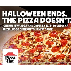 Pizza Hut $10.99 Large 3-topping pizza + free pizza next week.