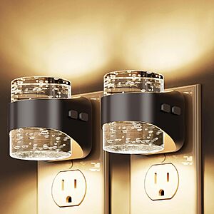 2-Pack L LOHAS LED Dimmable Wall Plug Bubble Night Lights w/ Light Sensor (Black Bubble-3000K) $7.59 + Free Shipping w/ Prime or on $35+