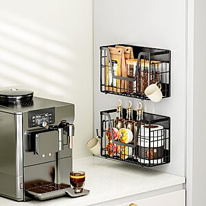 YIWANFW Magnetic Shelf for Fridge, Fruit Basket Magnet Shelves with 2 Hooks