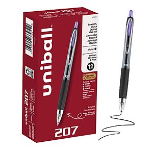 uniball™ 207 Gel Pens, Violet Ink, 0.7mm Medium Point, 12 Count~$8.66 With S&S @ Amazon