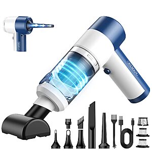 WEBOLLY 4-in-1 Rechargeable Mini Vacuum & Blower & Pump, 16000PA High Power Handheld Vacuum with 85,000RPM Brushless Motor $16.61