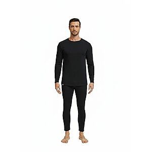 Thermal Underwear for Men Base Layer Cotton for Cold Weather​​ (Large) Black $15.99