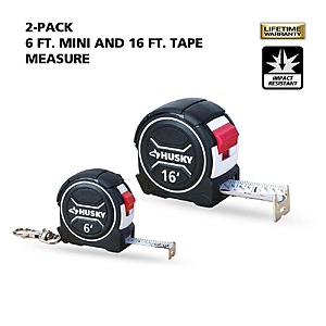 Husky 2 Pack 6 and 16 ft. Tape Measure $9.97