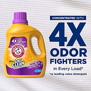 $9.12 get $3.50 Walmart Cash Limit 2   ARM & HAMMER Plus OxiClean with Odor Blasters Liquid Detergent, Fresh Burst, 96.2 fl oz, 74 Loads