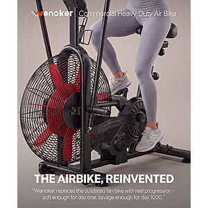 Wenoker A20 Air-Resistance Exercise Bike, Air Bike with Smart APP, ISCC PLUS Certified, Transmission Ratio 15:1, Stationary Fan Bike for Home Gym HIIT Full Body Workout $399.99