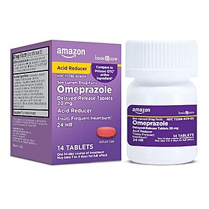 14-Count Amazon Basic Care Omeprazole 20mg Delayed Release Acid Reducer Tablets $2.09 ($0.15 Each) w/ S&S + Free Shipping w/ Prime or on $35+