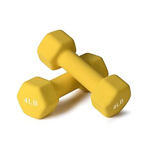 Portzon 4-Lb Neoprene Hex Dumbbell (Sunshine, Pair) $14.64 + Free Shipping w/ Prime or on $35+