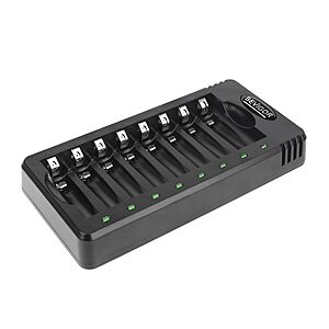 BEVIGOR 8-Bay AA AAA Battery Charger, USB Fast Charging with Independent Charging Slots, Smart Charger for Ni-MH Rechargeable Batteries, Adapter Not Included $6.99
