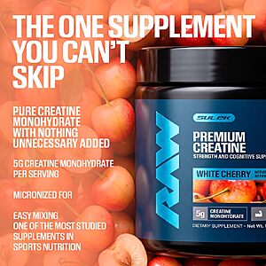 [S&S] RAW Nutrition Creatine Monohydrate Powder, 30 Servings  (Various Flavors) $11.99