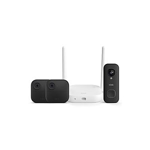 Blink Outdoor XR+ and Wired Doorbell 2K+ — Extended range wireless Outdoor 4 camera and 2K hardwired doorbell. Sync Module XR+ included — 2 camera system + doorbell $78.99