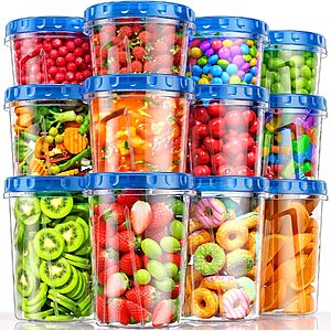 [Lightning Deal ] BiuLeon [12 Pack-34/24/17oz Freezer Storage Containers with 3 Different Sizes $15.96