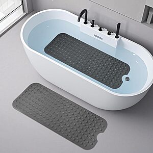 $7.27 AMAZON by WarmSnow Long Bathtub Mat Non Slip 39.5 x 16 Inch, with Suction Cups & Drain Holes, Soft TPE Bath Mat for Tub, Dark Gray