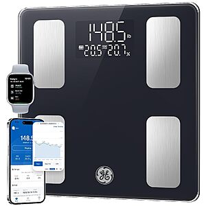 GE Smart Bluetooth Digital Scale w/ BMI & Body Fat (400-Lb, Black) $19.99 + Free Shipping w/ Prime or on $35+