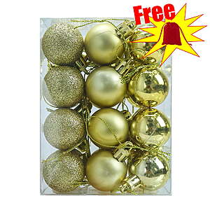 Neoargh 24Pcs 2.36" Christmas Ball Ornaments, Small Hanging Ornament Decorations, Xmas Shatterproof Plastic Balls for Holiday Party Wreath Garlands Trees, Gold