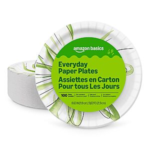 100-Count 8.62" Amazon Basics Disposable Paper Plates $4.77 ($0.05 Each) w/ S&S + Free Shipping w/ Prime or on $35+