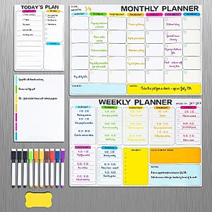 4-Pack M&G 16.5x12" Magnetic Dry Erase Whiteboard Calendar Set for Fridge $7.49 + Free Shipping w/ Prime or on $35+