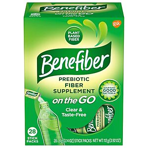 28-Count Benefiber On the Go Prebiotic Fiber Supplement Powder Stick Packs (Unflavored) $8.09 w/ S&S + Free Shipping w/ Prime or on $35+
