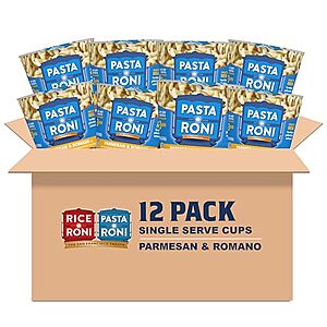$12 | 12-Pack 2.32-Oz Rice-A-Roni Quaker Roni Cups Mix (Parmesan & Romano Cheese Pasta Cups) at Amazon ($1 each)