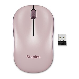 $7.49 Pick up Staples TECH Wireless Mouse, Optical, Ambidextrous, USB Receiver for PC and Laptop, PINK COLOR