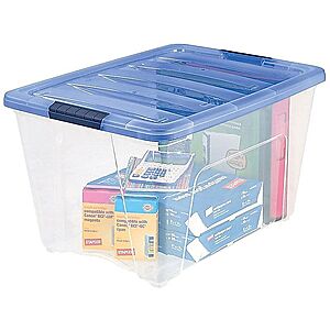 $8-15 Staples Pick up or FS at $35 IRIS Stack & Pull 54 Qt. Latch Lid Storage Box, or Iris Stack & Pull 12.9 Qt. Latch Lid Storage Bin, Navy/Clear (100306)