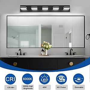 $63 AMAZON IZORRO LED Modern Bathroom Lights Fixtures(5-Light,Dimmable,360°Rotate),Matte Black