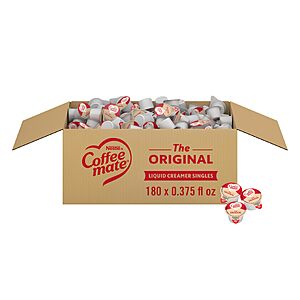 Nestle Coffee mate Original Non-Dairy Creamer Singles, 0.375 oz, 180-Pack | Liquid creamer, no refrigeration needed, creamer tubs, ideal for offices, breakrooms