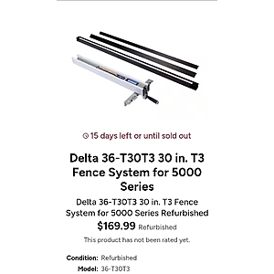 Delta T6 Tablesaw fence (Refurbished) at woot!
