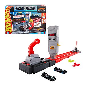 $13.22: Hot Wheels F1 Grid Start Racing Track Set with 2 Die-Cast Cars, 1:64 Scale at Amazon