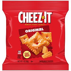 Cheez-It Cheese Crackers,Baked Snack Crackers,Lunch Snacks,Original,(Pack of 80)~$17.77 @ Amazon